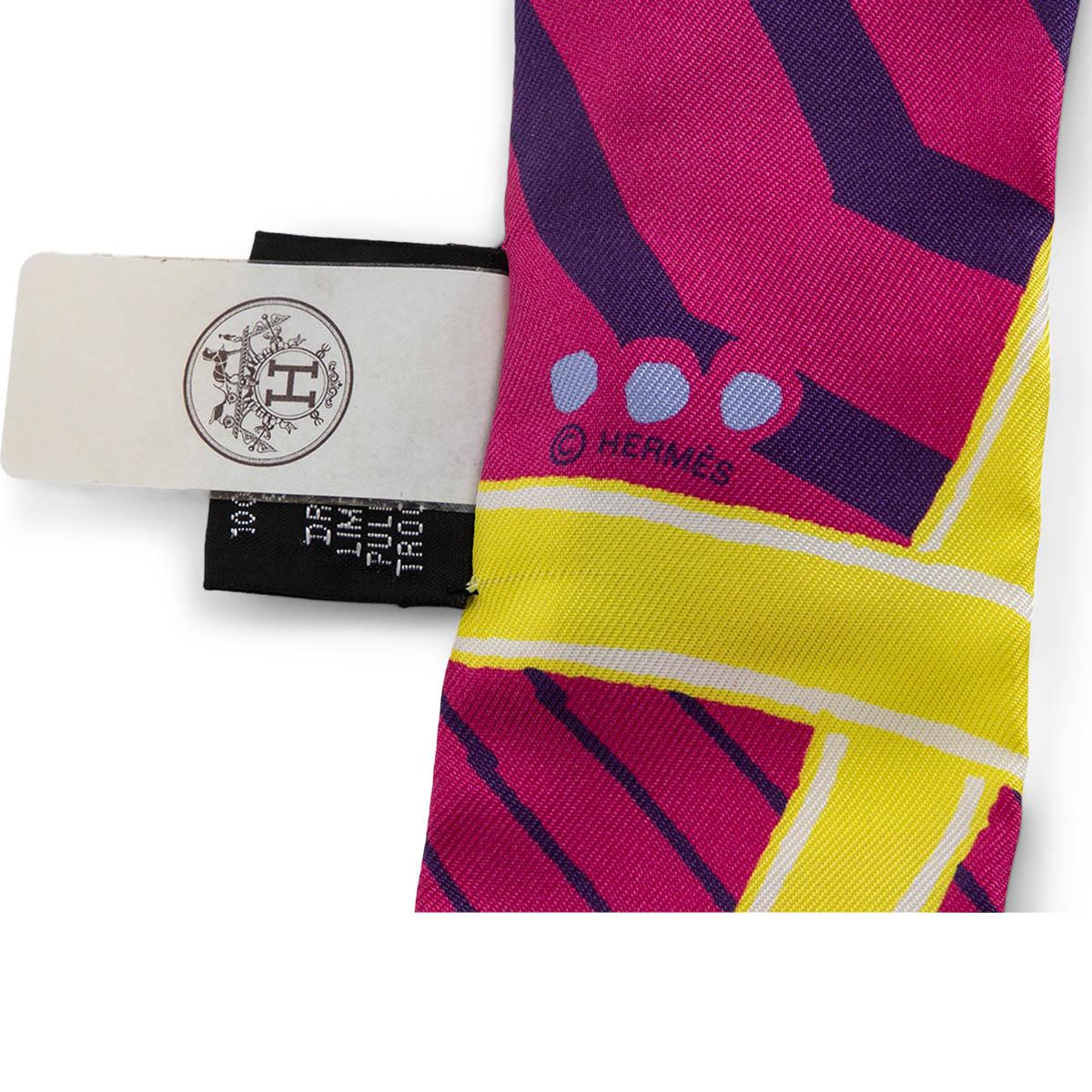 da uomo o donna Sciarpa HERMES in seta rosa JEU DE SOIE Twilly Fucsia Rouge Mutlicolore in vendita