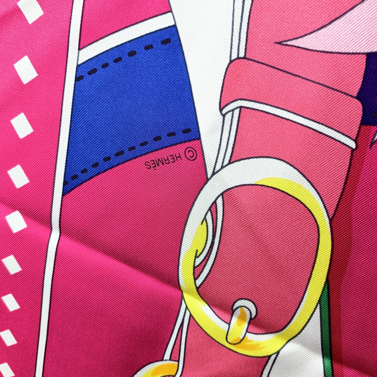 Hermes Pink Silk La Promenade du Matin Giant Triangle Scarf d'Origny 3