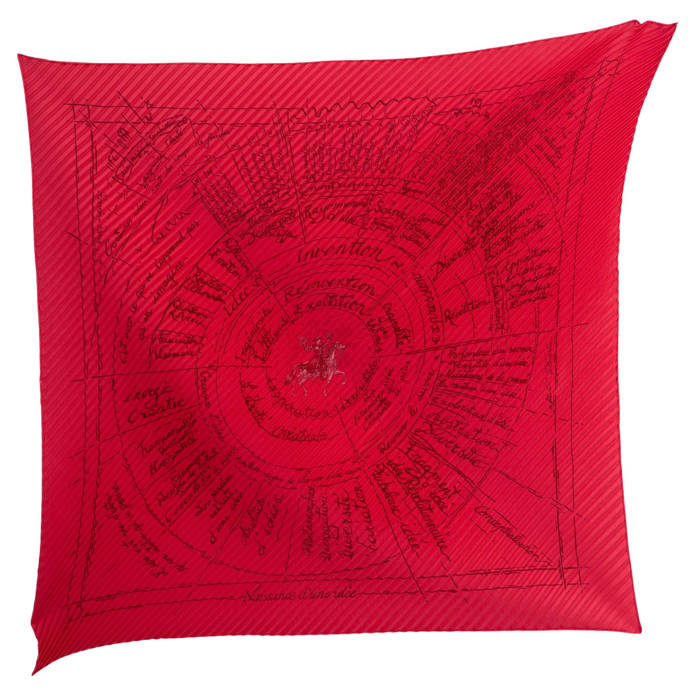 HERMES pink silk NAISSANCE d'UNE IDEE 90 PLISSE Scarf