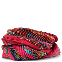 HERMES pink silk POESIE PERSANE 90 PLISSE Scarf