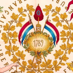 HERMES pink silk REPUBLIQUE FRANCAISE LIBTERTE EGALITE FRATERNITE 90 Twill Scarf