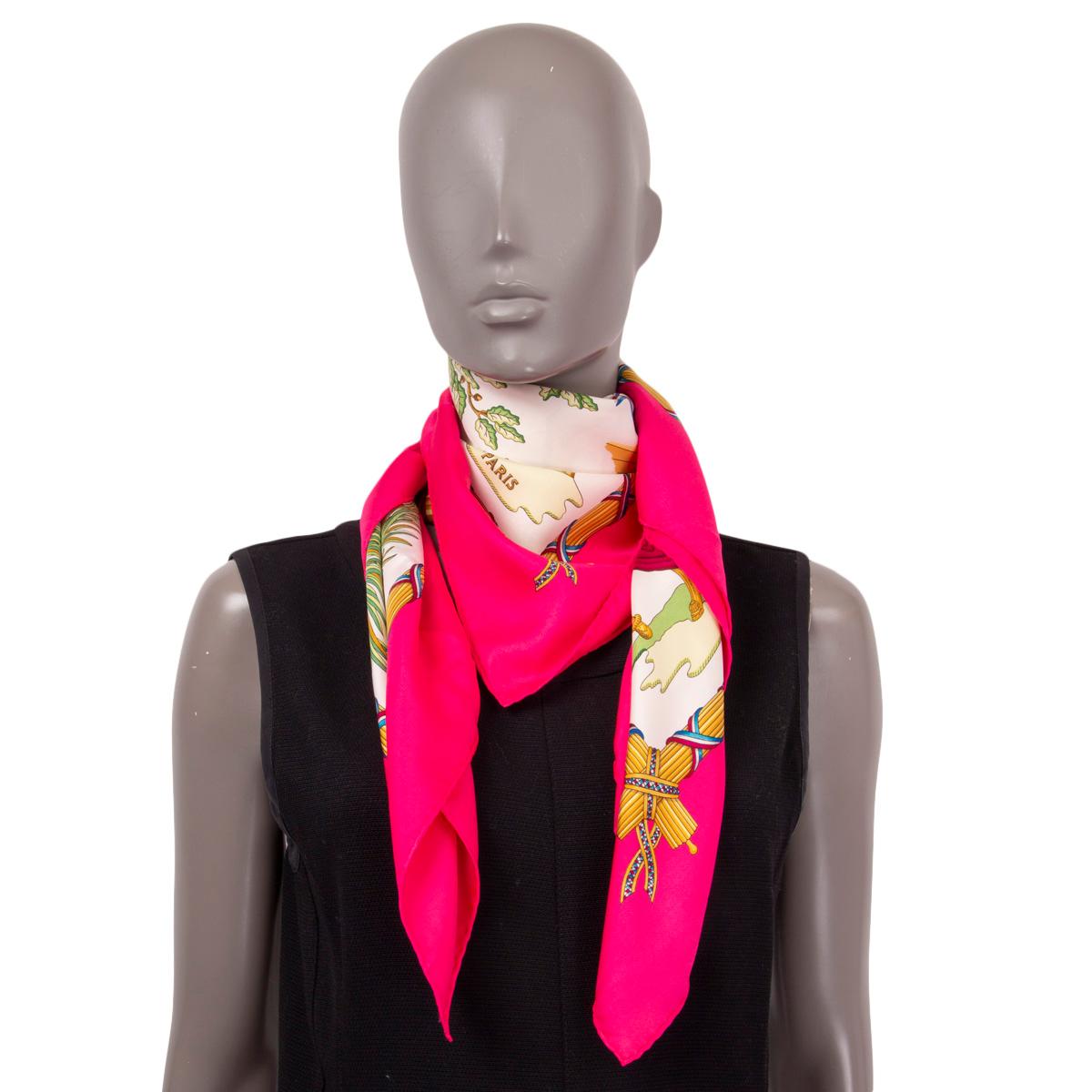 Women's or Men's HERMES pink silk REPUBLIQUE FRANCAISE LIBTERTE EGALITE FRATERNITE 90 Twill Scarf For Sale