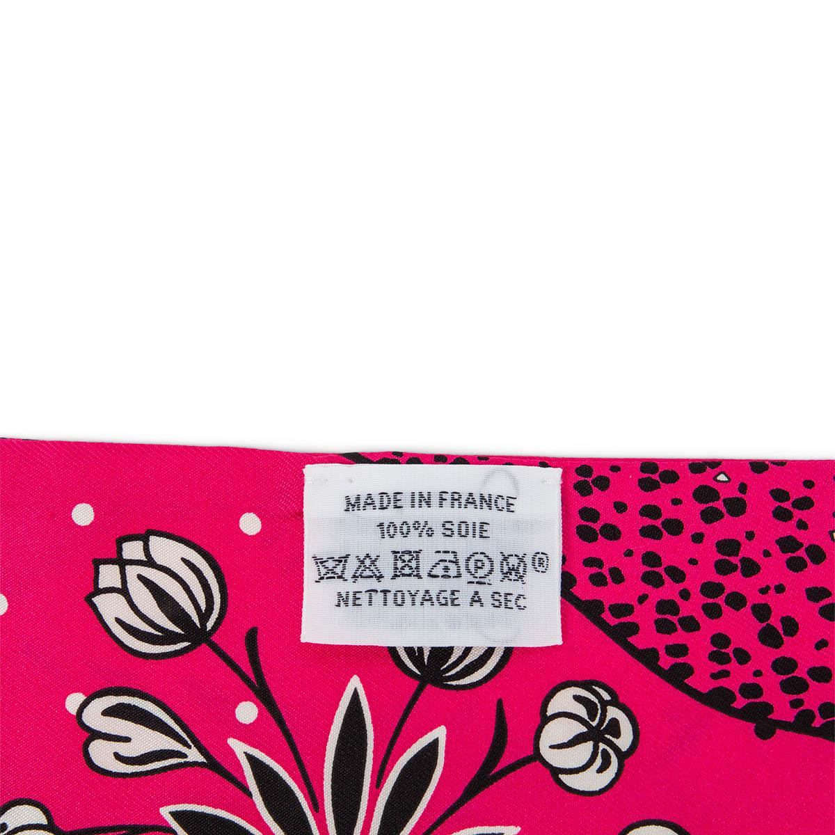 Women's or Men's HERMES pink silk twill LES LEOPARDS Twilly Scarf silk Rose Vif Noir Blanc