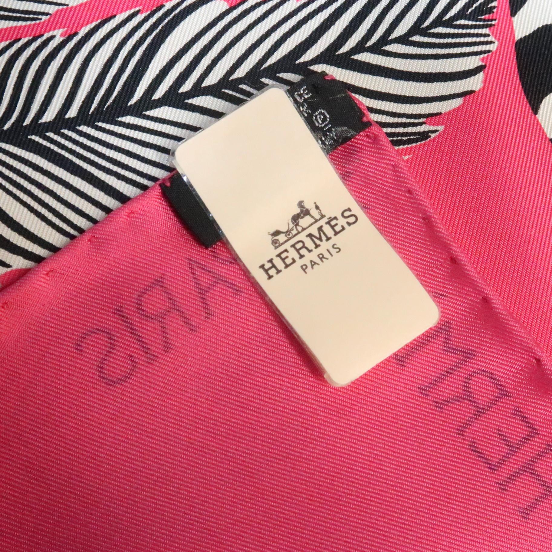 Women's or Men's HERMES Pink Silk Twill Zebra Pegasus Scarf New in Box
