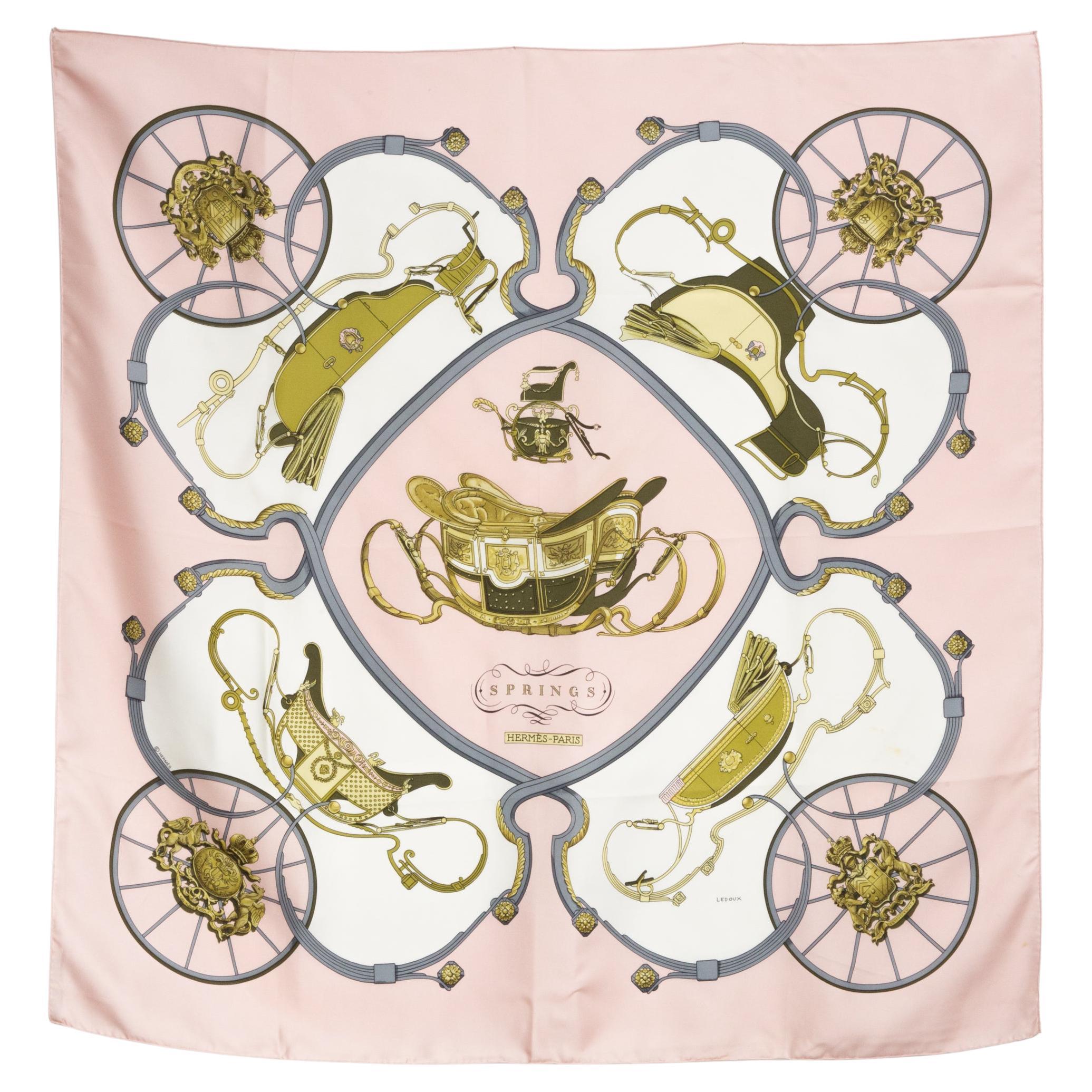 Hermes Pink Springs by Ledoux Silk Scarf