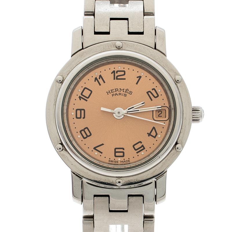 hermes pink watch