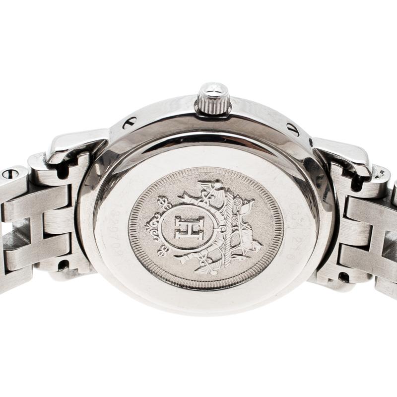 Hermes Pink Stainless Steel Clipper CL4.210 Women's Wristwatch 24MM 1