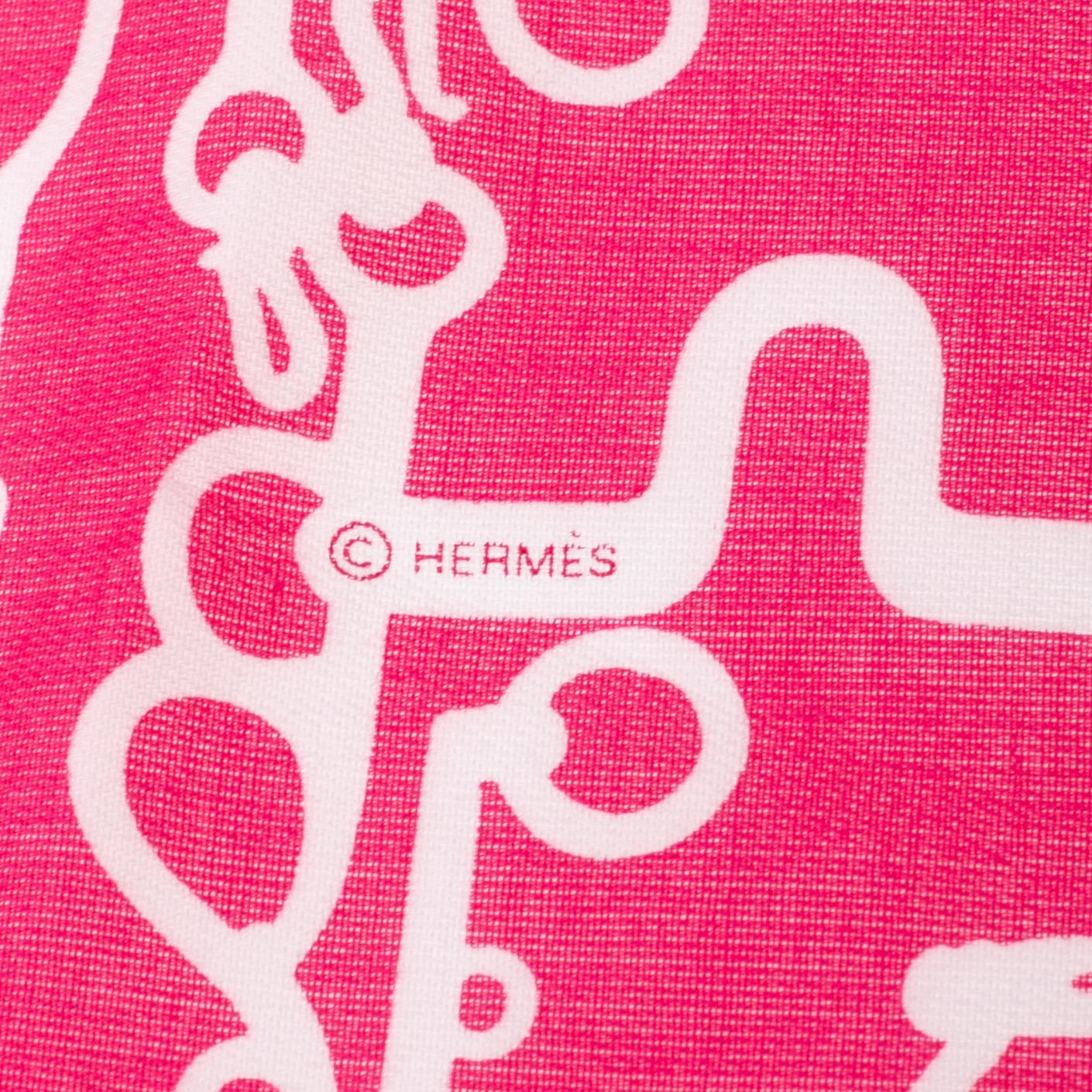 Women's Hermes Pink Stirrup Printed Cotton Square Scarf