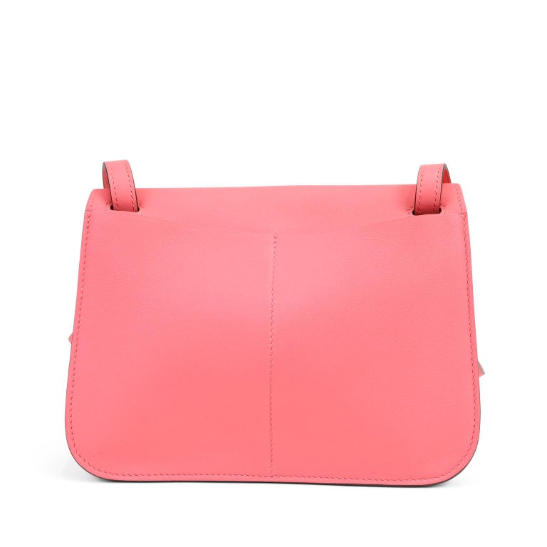 Women's Hermès Pink Swift Leather Mini Halzan 22 For Sale