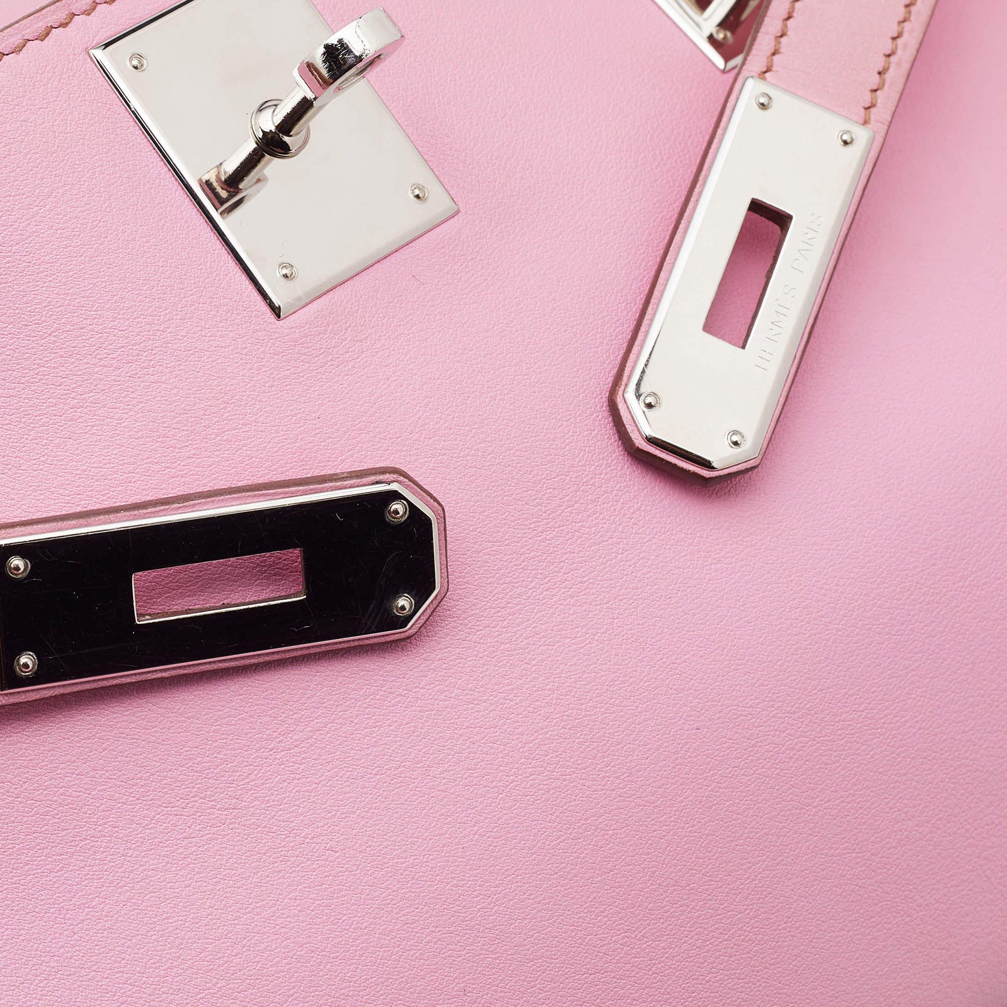 Hermes Pink Swift Leather Palladium Finish Jypsiere 28 Bag 8