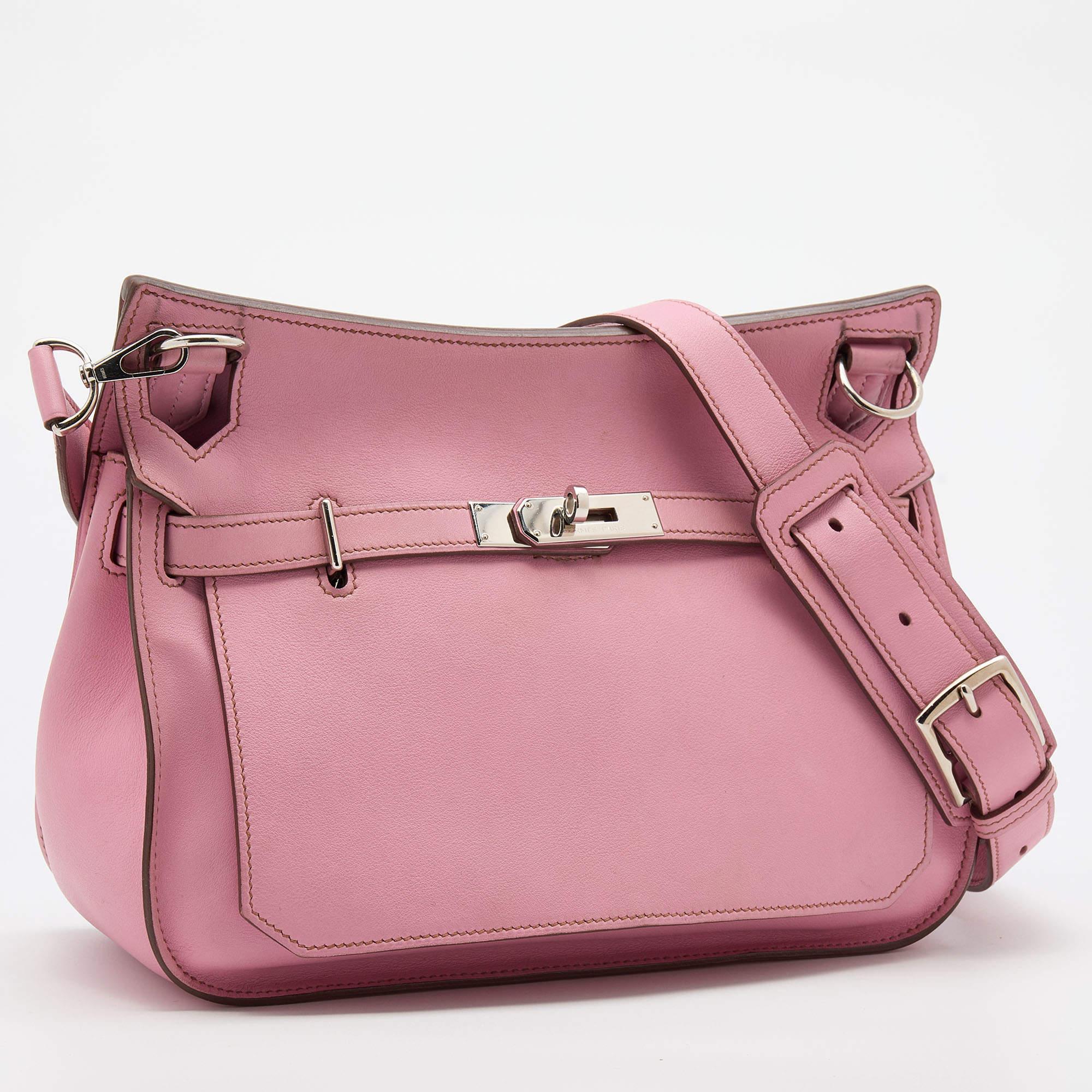 Hermes Pink Swift Leather Palladium Finish Jypsiere 28 Bag In Good Condition In Dubai, Al Qouz 2