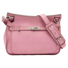 Jypsiere 28 Tasche aus rosa Swift-Leder mit Palladium-Finish