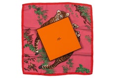 Hermès Pink Tiger Cubs Silk Gavroche