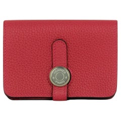 Portafoglio Hermes Rosa Togo in pelle compatta Dogon con custodia per carte di credito