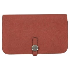 Hermes Pink Togo Leather Dogon Duo Bifold Wallet Clou de Selle