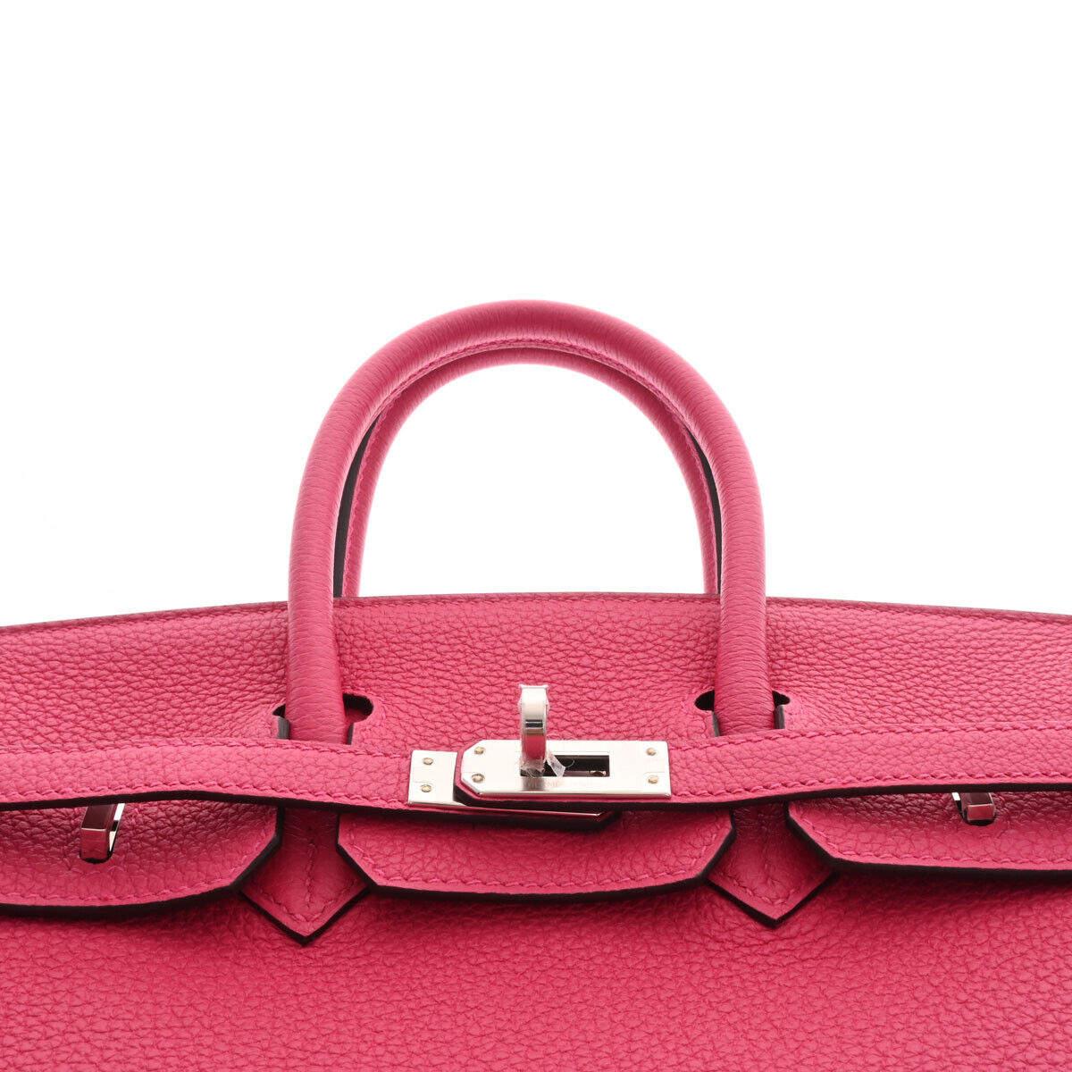 Hermes Pink Togo Leather Palladium Hardware Birkin 25 Bag For Sale 1