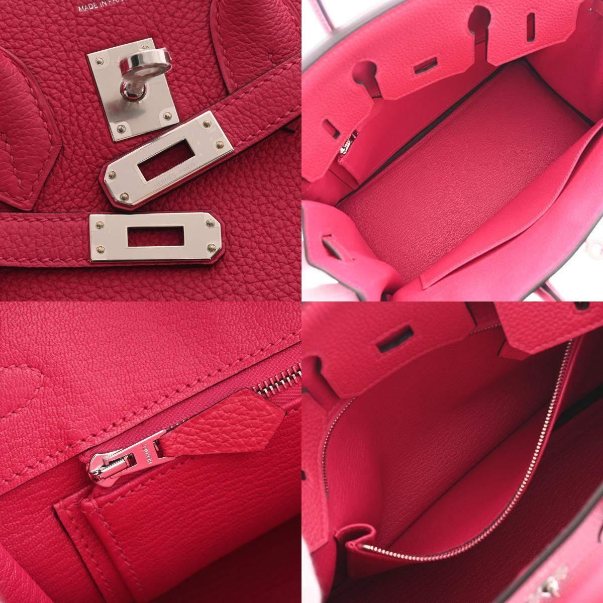 Hermes Pink Togo Leather Palladium Hardware Birkin 25 Bag For Sale 2