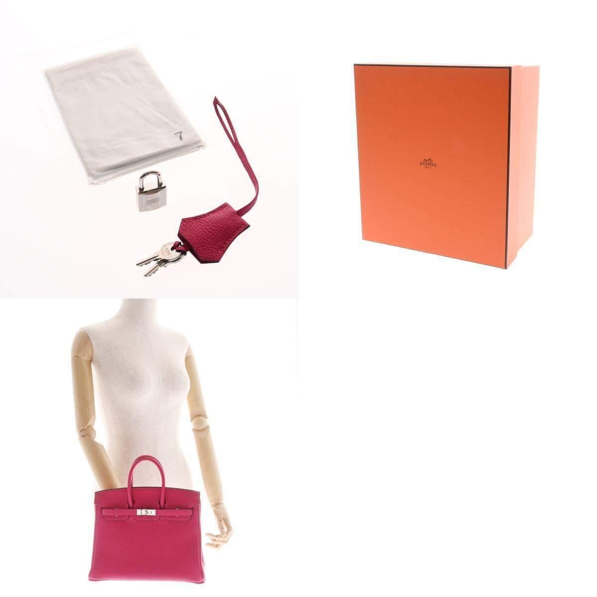 Hermes Pink Togo Leather Palladium Hardware Birkin 25 Bag For Sale 4
