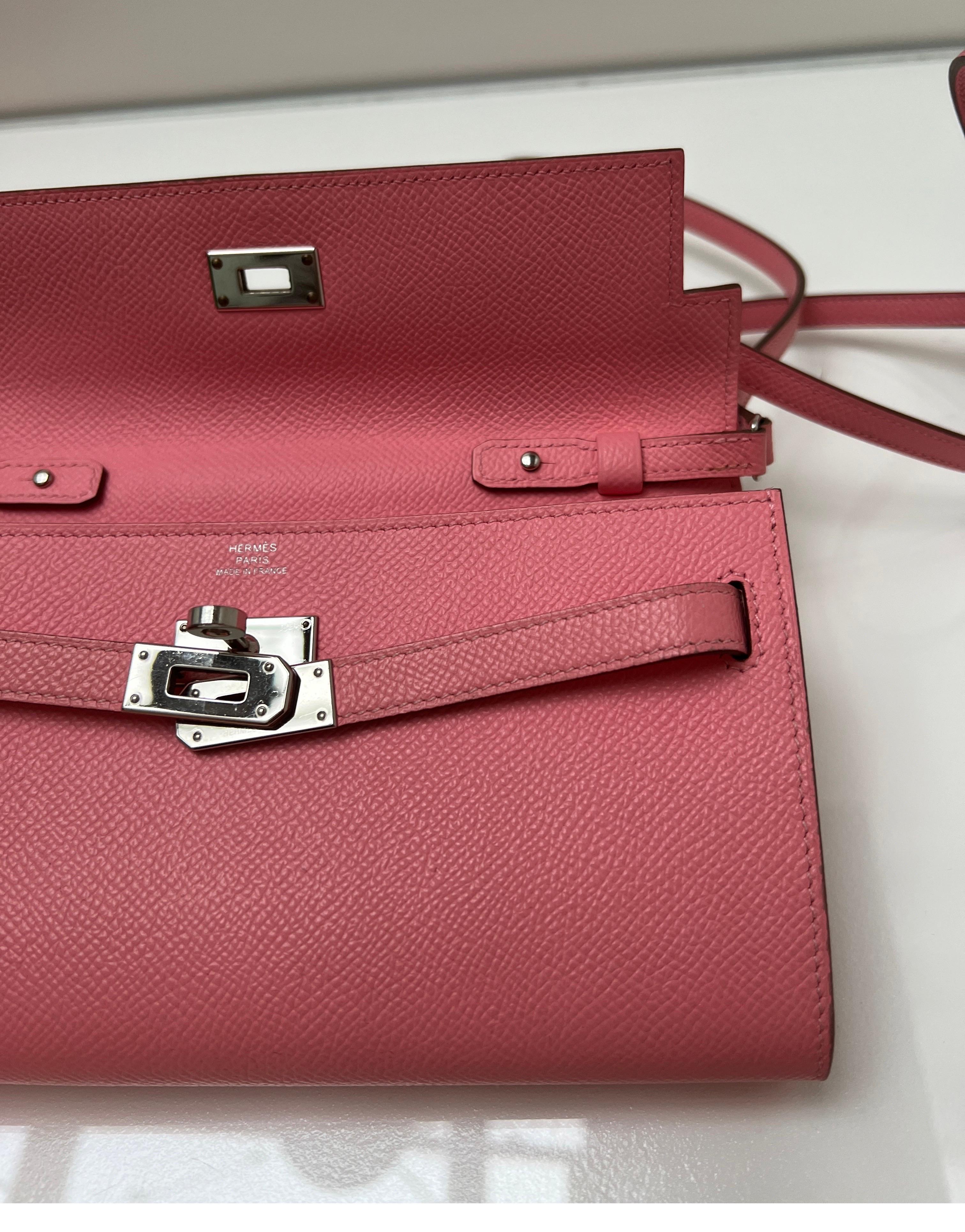Hermes Pink Togo Wallet Crossbody Bag 6