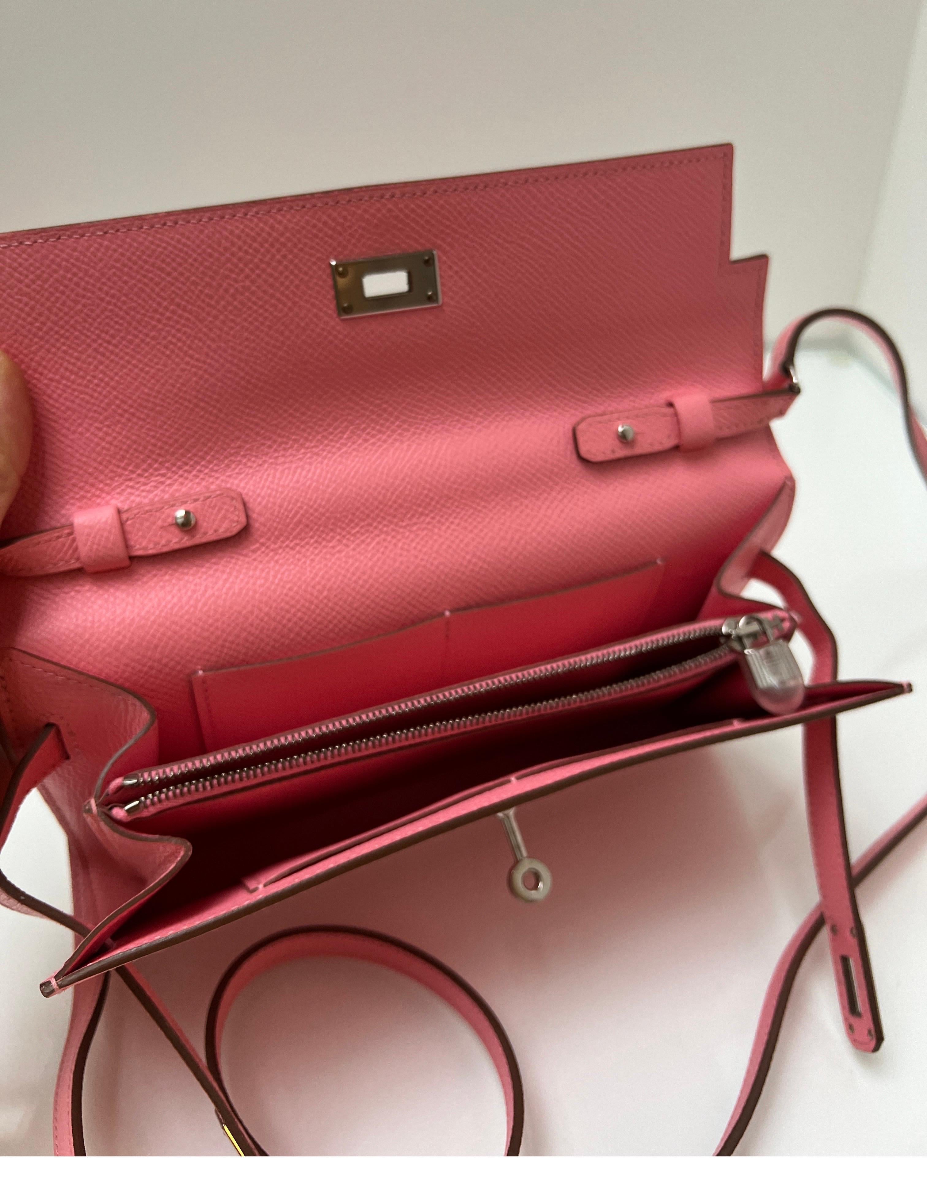 Hermes Pink Togo Wallet Crossbody Bag 7