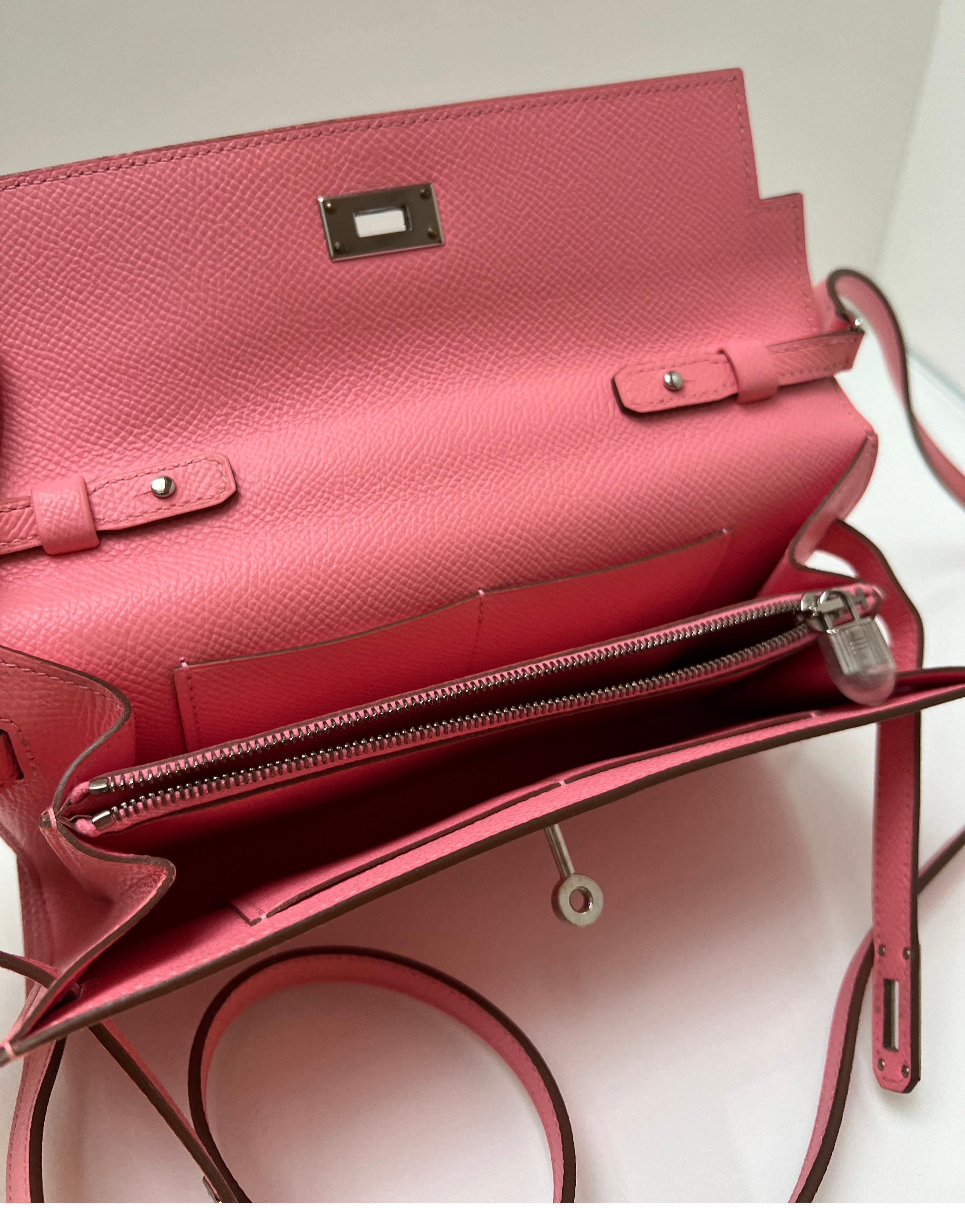 Hermes Pink Togo Wallet Crossbody Bag 8