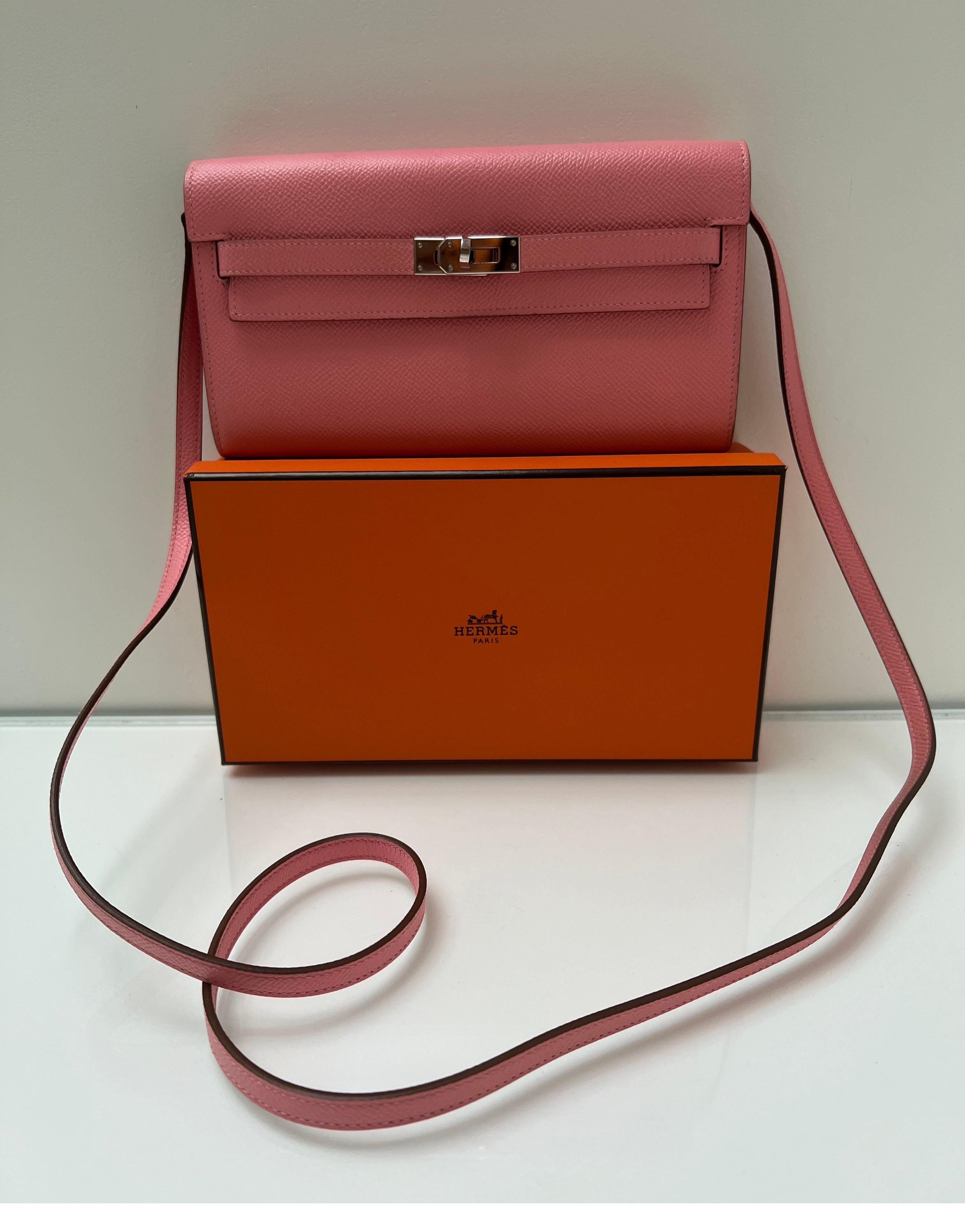 Hermes Pink Togo Wallet Crossbody Bag 9