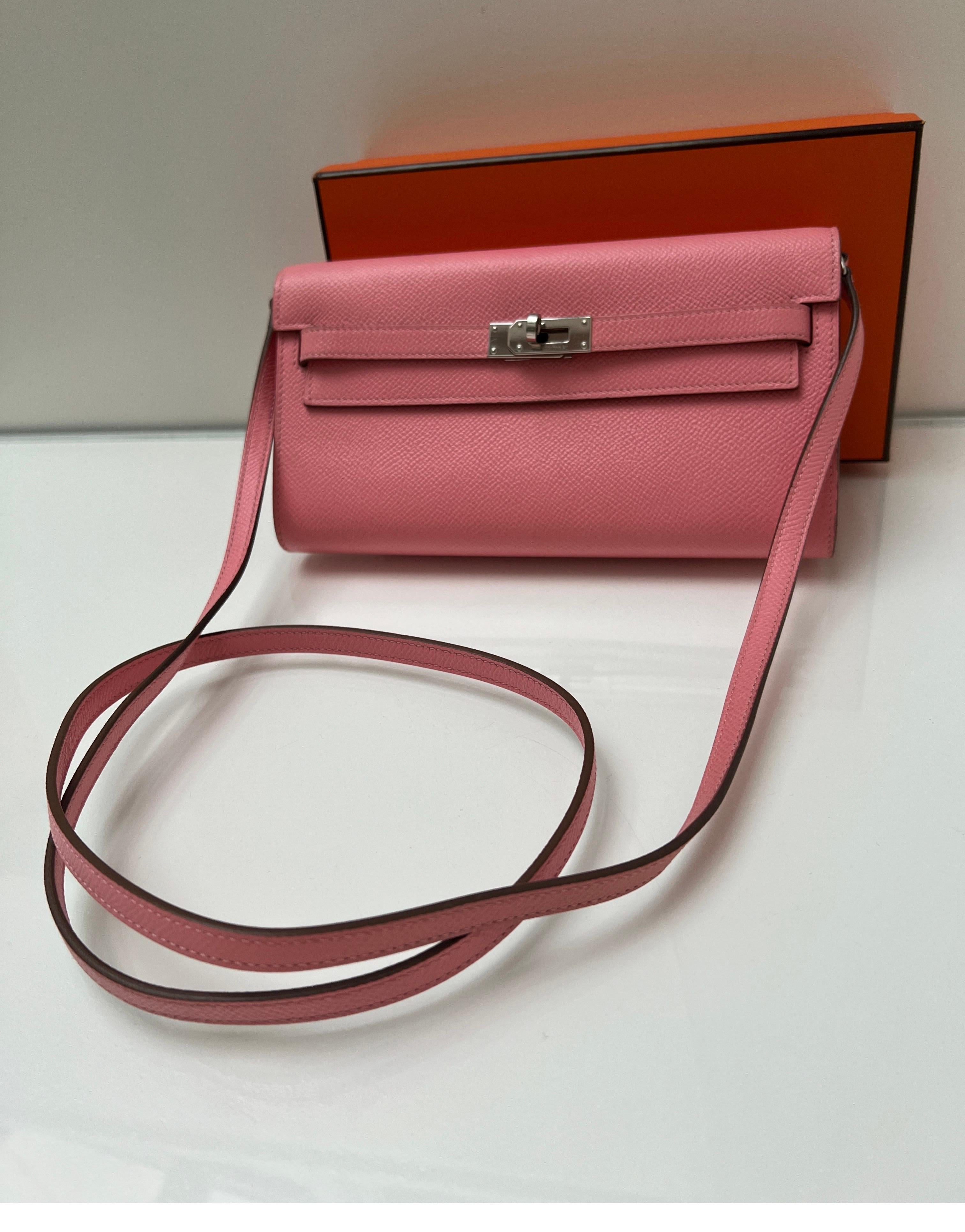 Hermes Pink Togo Wallet Crossbody Bag 11