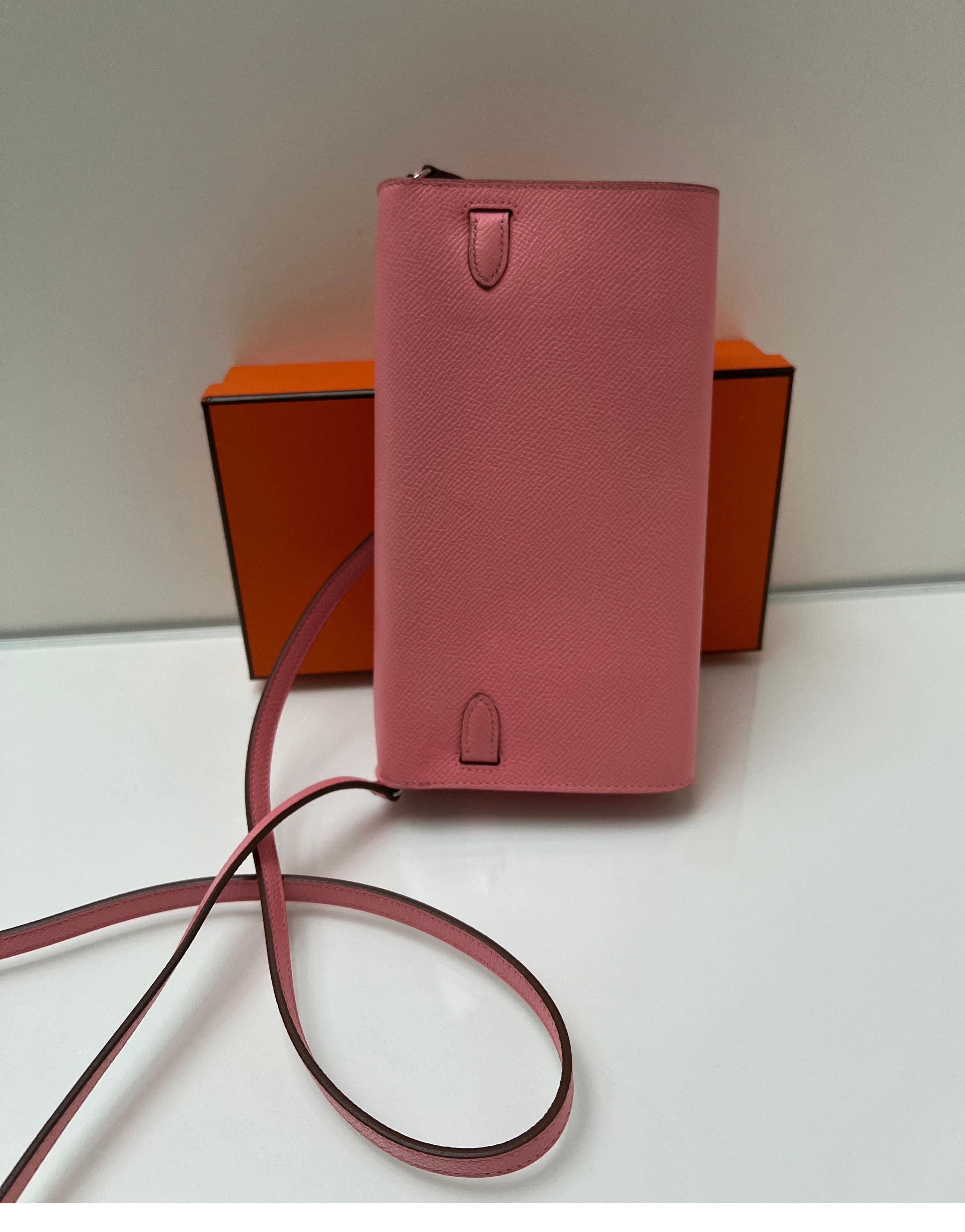 Hermes Pink Togo Wallet Crossbody Bag 12