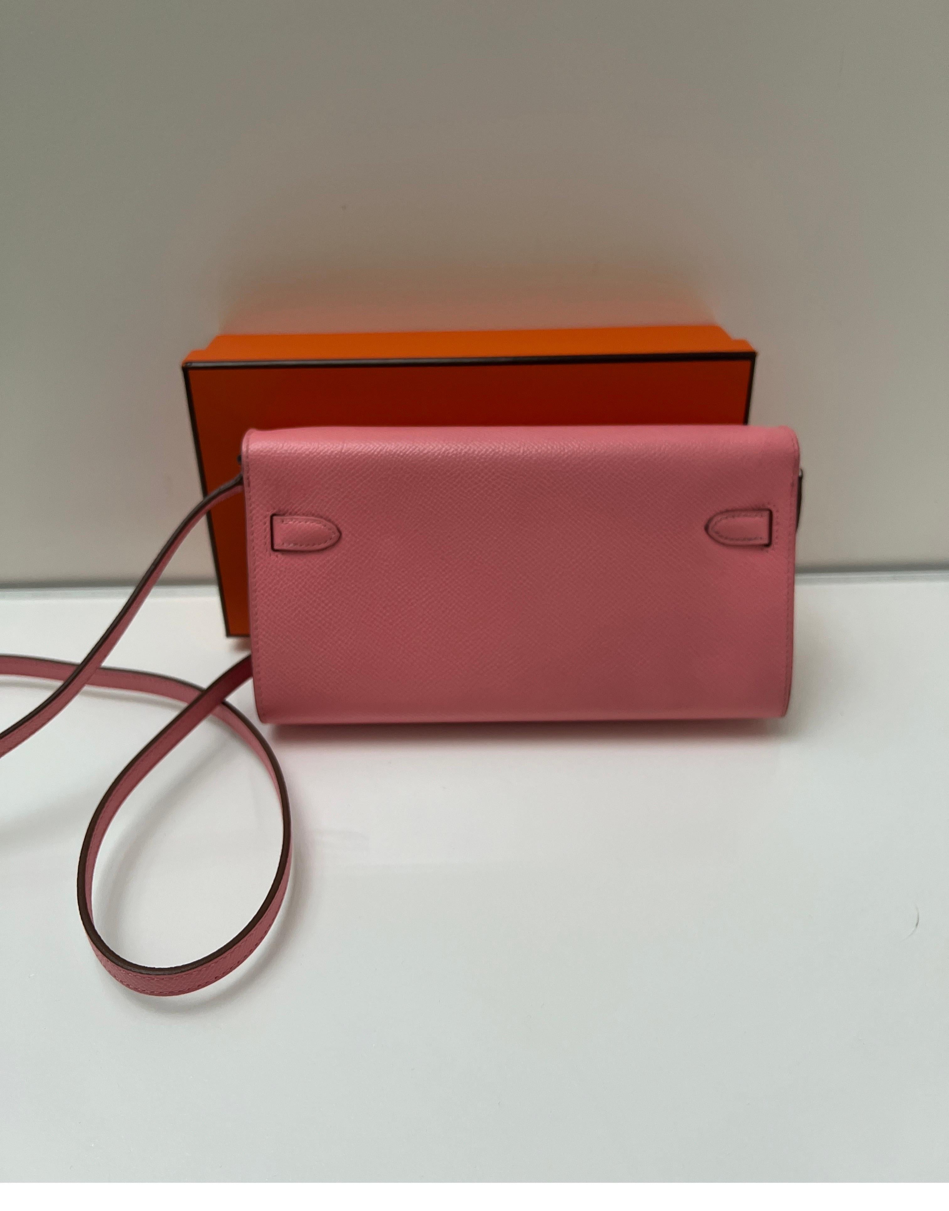Hermes Pink Togo Wallet Crossbody Bag 13