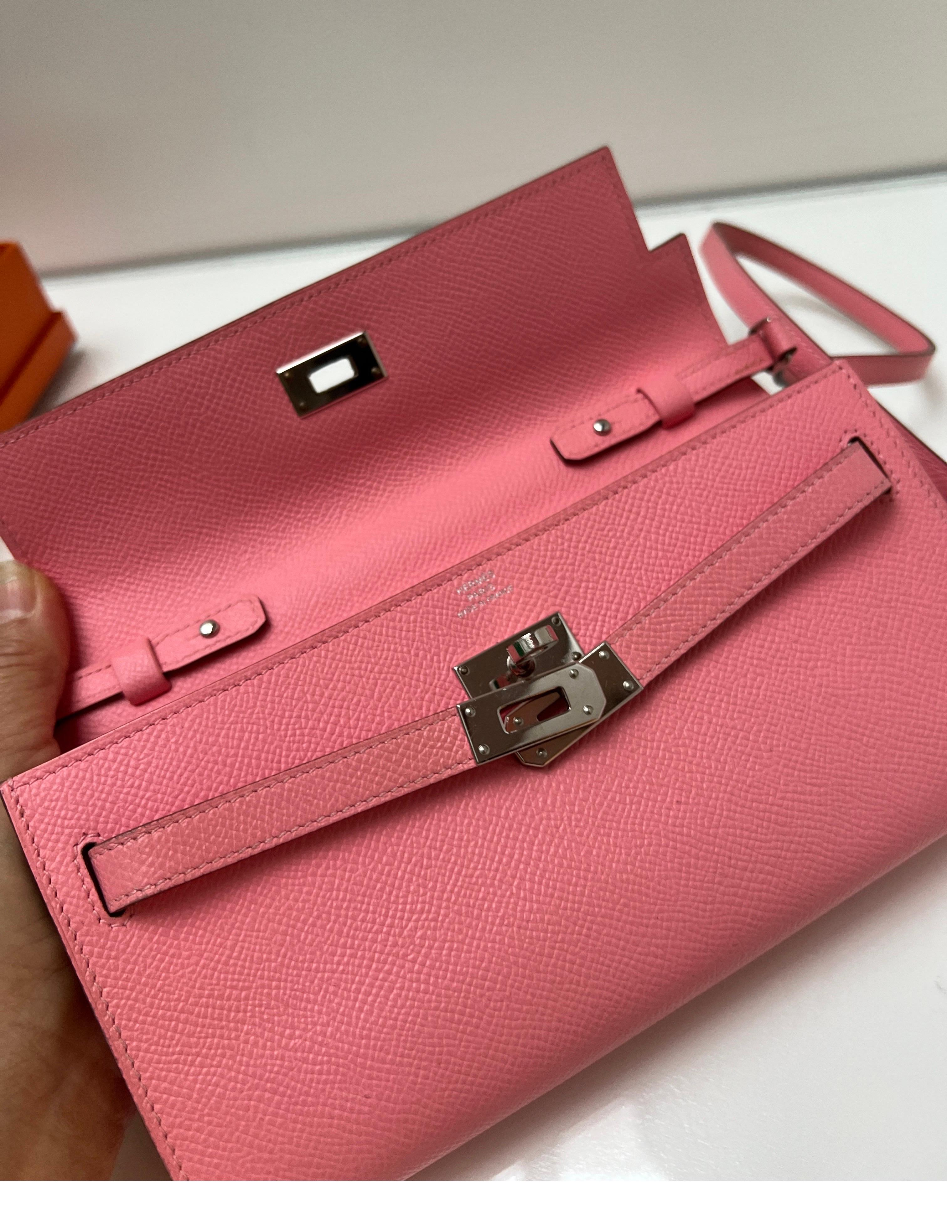 Hermes Pink Togo Wallet Crossbody Bag 4