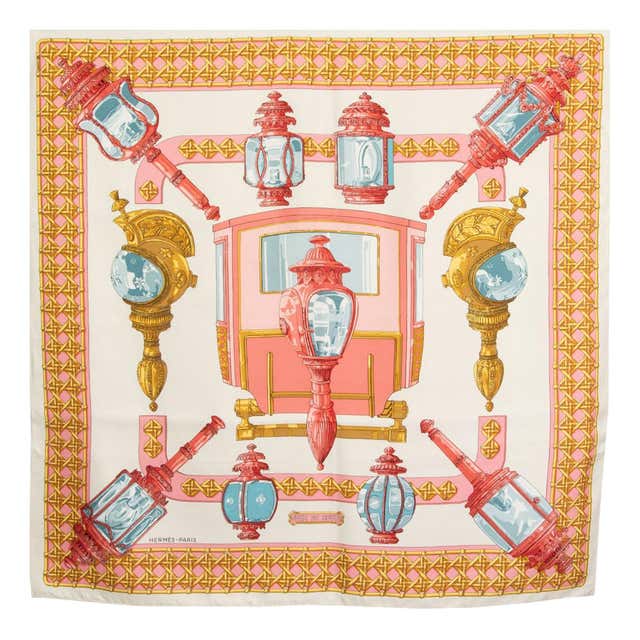 Hermes blue white PLUMES ET GRELOTS 90 silk twill Scarf For Sale at 1stDibs