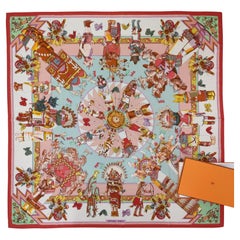 Hermès Pink White Kachinas Silk/Cashmere  Shawl