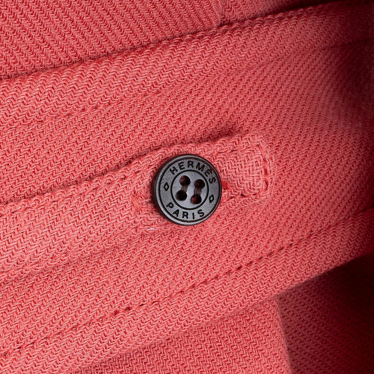 HERMÈS Manteau en laine rose Ceinture 2022 avec clous d'œil cloutés 34 XS en vente 3
