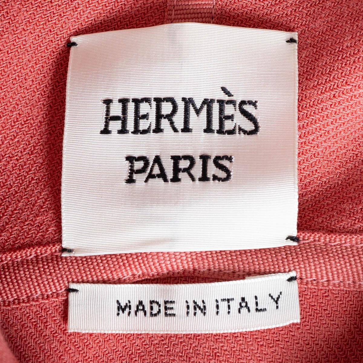 HERMES pink wool 2022 BELTED TWILL Coat Jacket w EYELET CLOSURE 34 XS For Sale 5