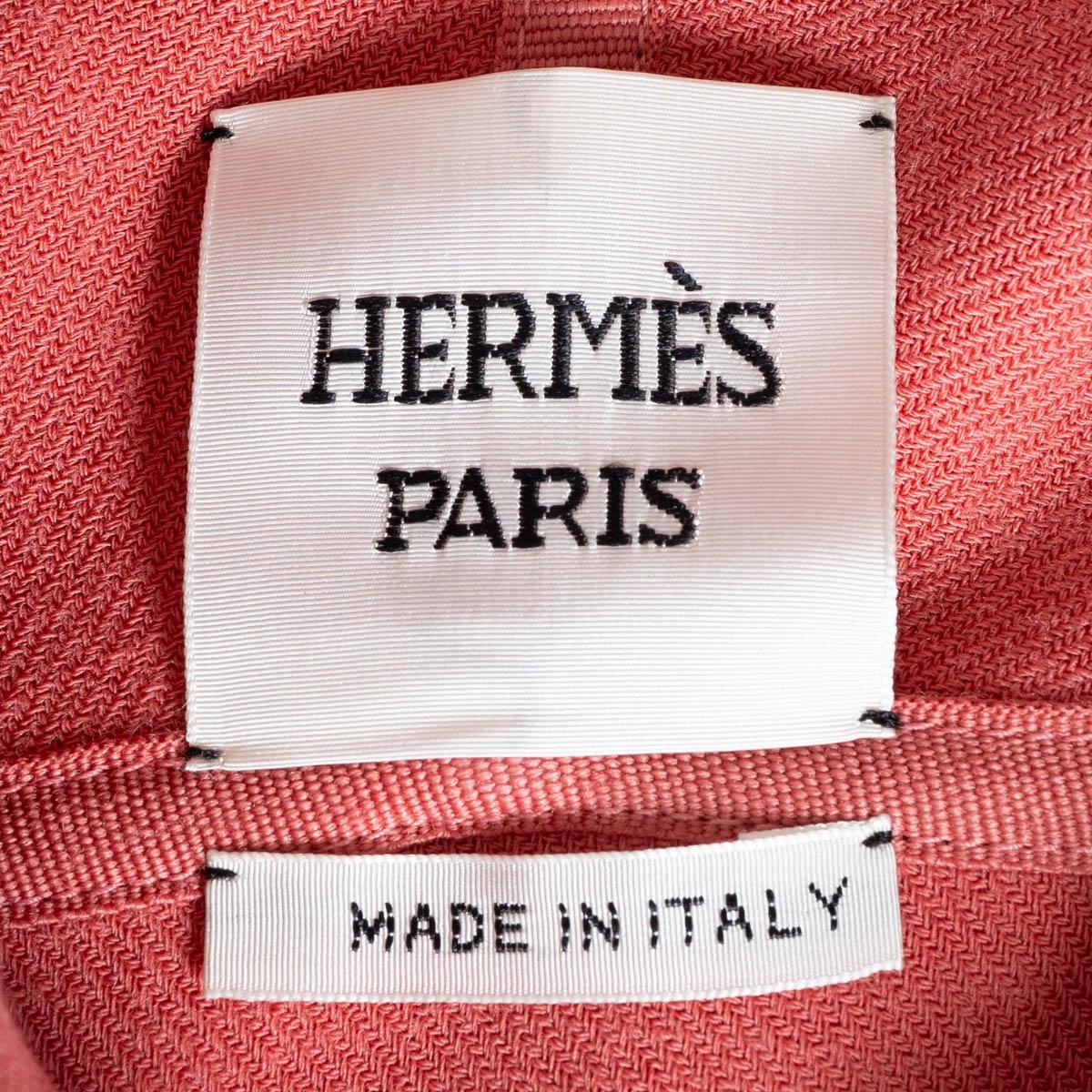 HERMÈS Manteau en laine rose Ceinture 2022 avec clous d'œil cloutés 34 XS en vente 4