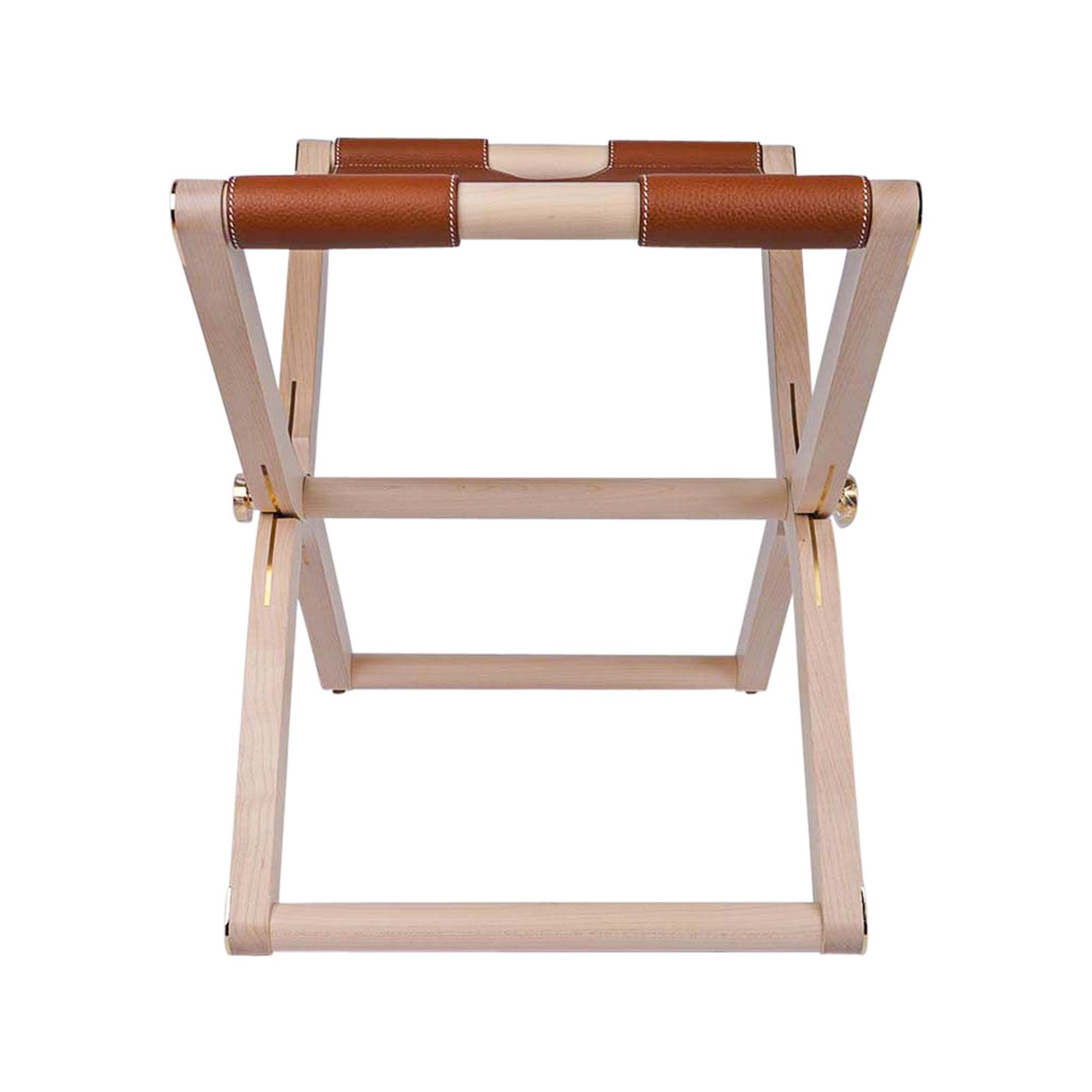 Hermes Pippa Stool Folding Natural Maple / Gold Taurillon Clemence 4