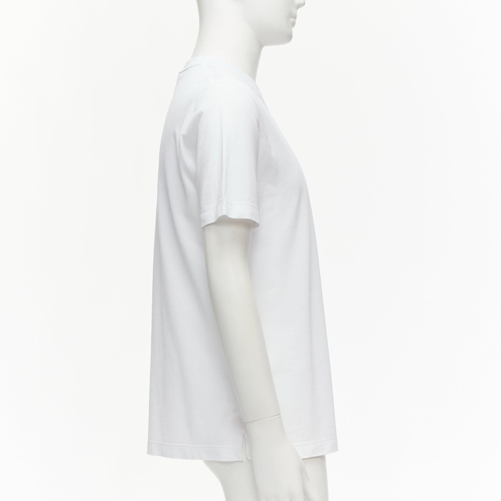 HERMES Pique H white 100% cotton logo pocket crew neck tshirt S Excellent état - En vente à Hong Kong, NT