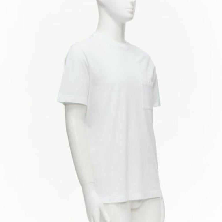 Gray HERMES Pique H white 100% cotton logo pocket crew neck tshirt S