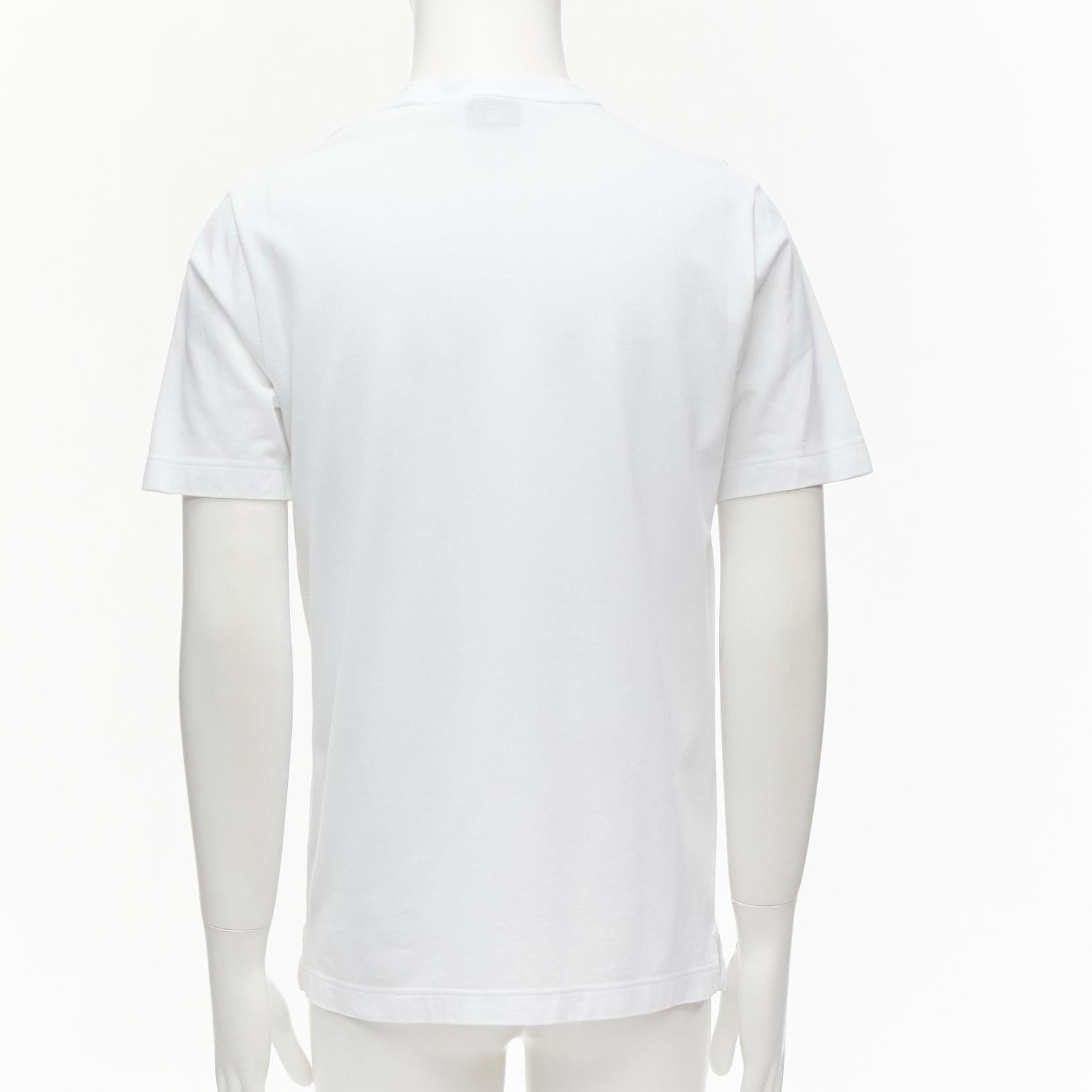 Men's HERMES Pique H white 100% cotton logo pocket crew neck tshirt S For Sale