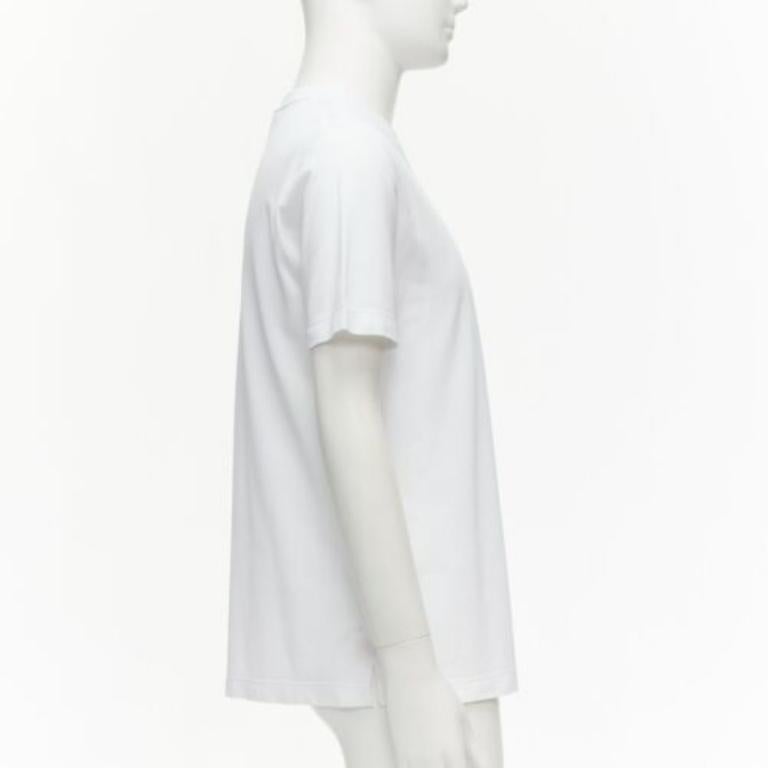 HERMES Pique H white 100% cotton logo pocket crew neck tshirt S In Excellent Condition In Hong Kong, NT