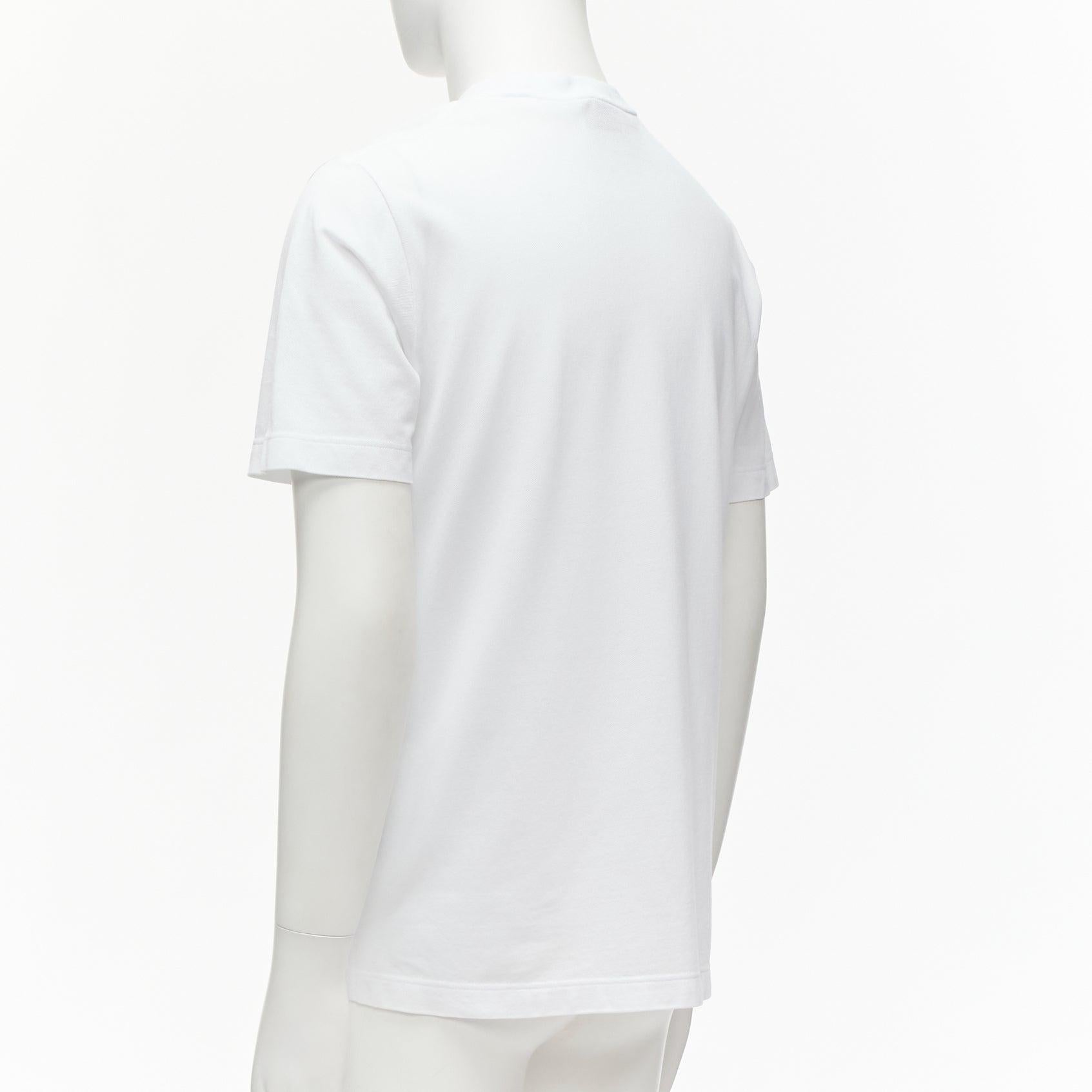 HERMES Pique H white 100% cotton logo pocket crew neck tshirt S en vente 1