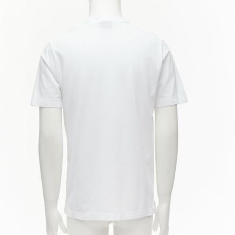Men's HERMES Pique H white 100% cotton logo pocket crew neck tshirt S
