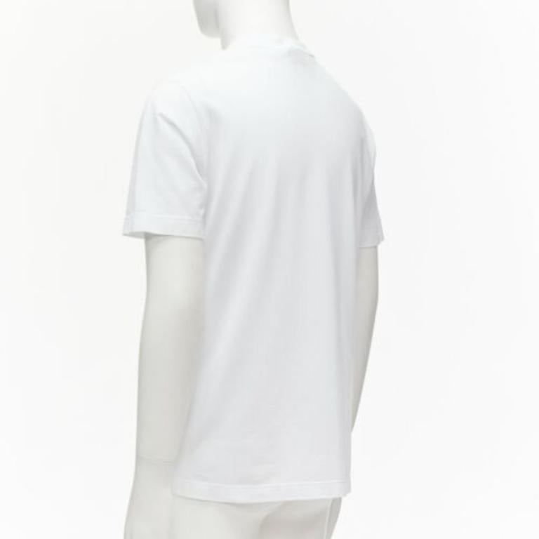 HERMES Pique H white 100% cotton logo pocket crew neck tshirt S 1