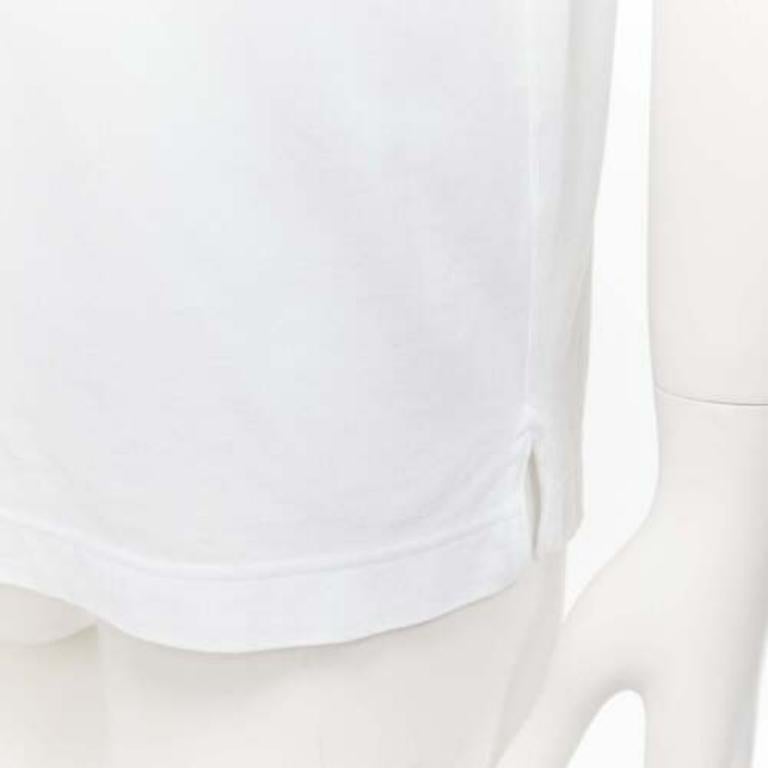 HERMES Pique H white 100% cotton logo pocket crew neck tshirt S 2