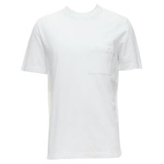 HERMES Pique H white 100% cotton logo pocket crew neck tshirt S