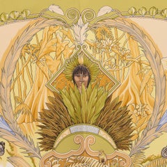 HERMES pistachio green silk AMAZONIA 90 Twill Scarf