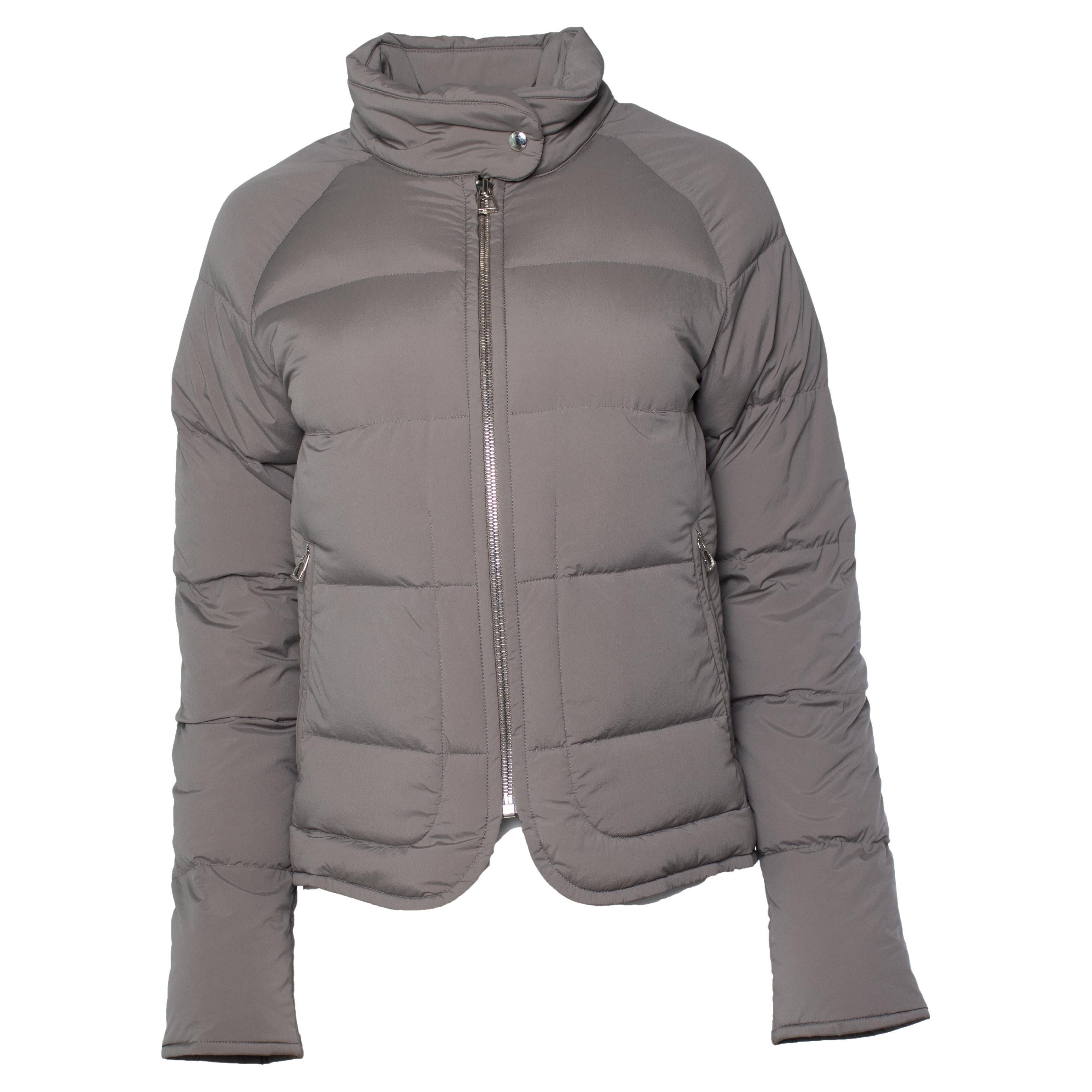 Hermes, Piumino extra-light puffer coat in taupe For Sale