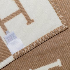Manta para bebé Hermes Plaid Avalon - 135 x 95cm - Crudo Camel - Etiqueta de cuidado nueva