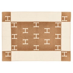 Manta para bebé Hermes Plaid Avalon - 135 x 95cm - Crudo Camel - Etiqueta de cuidado nueva