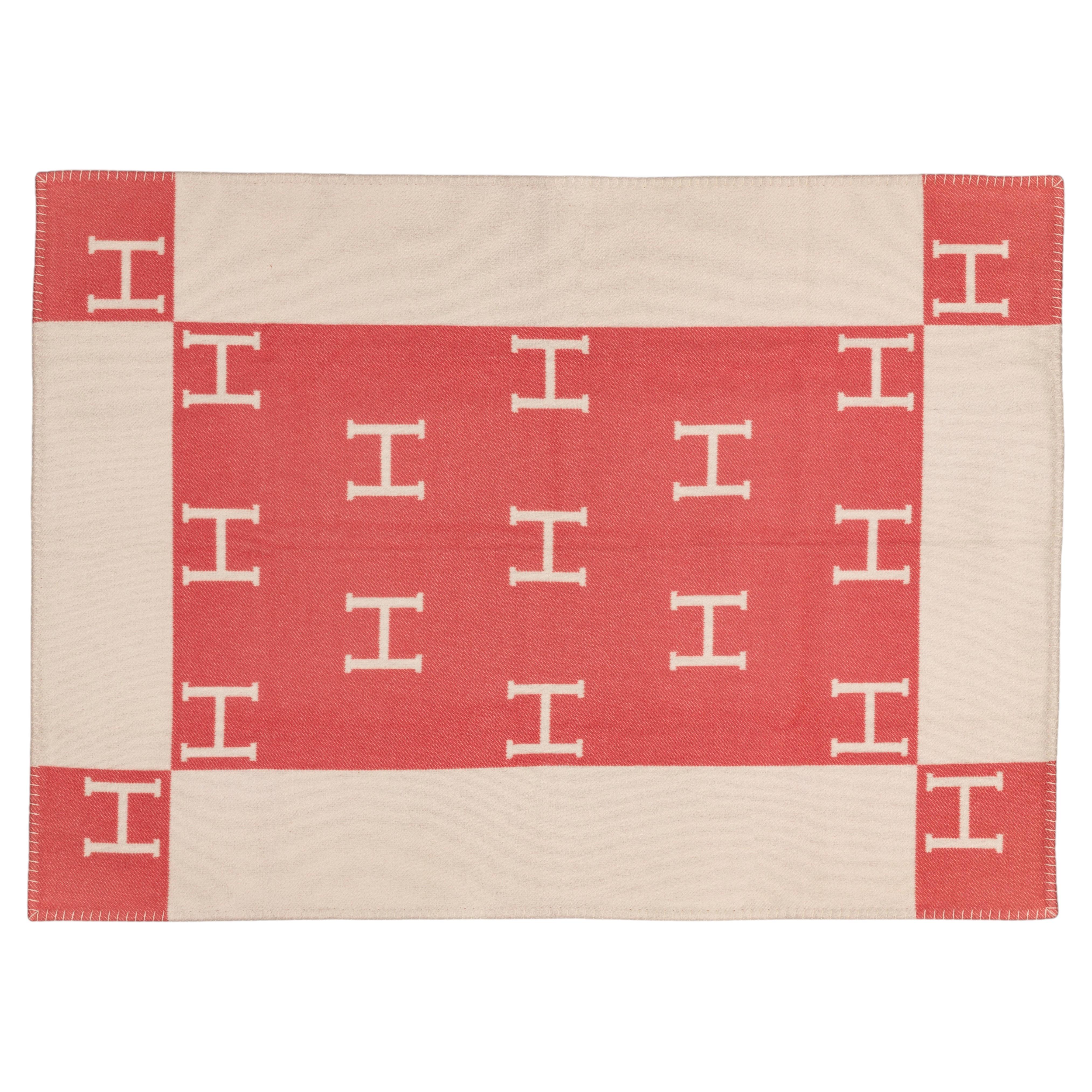 Hermes Plaid Avalon Cabriole Baby Blanket – 135x95cm - Rose Airelles - New